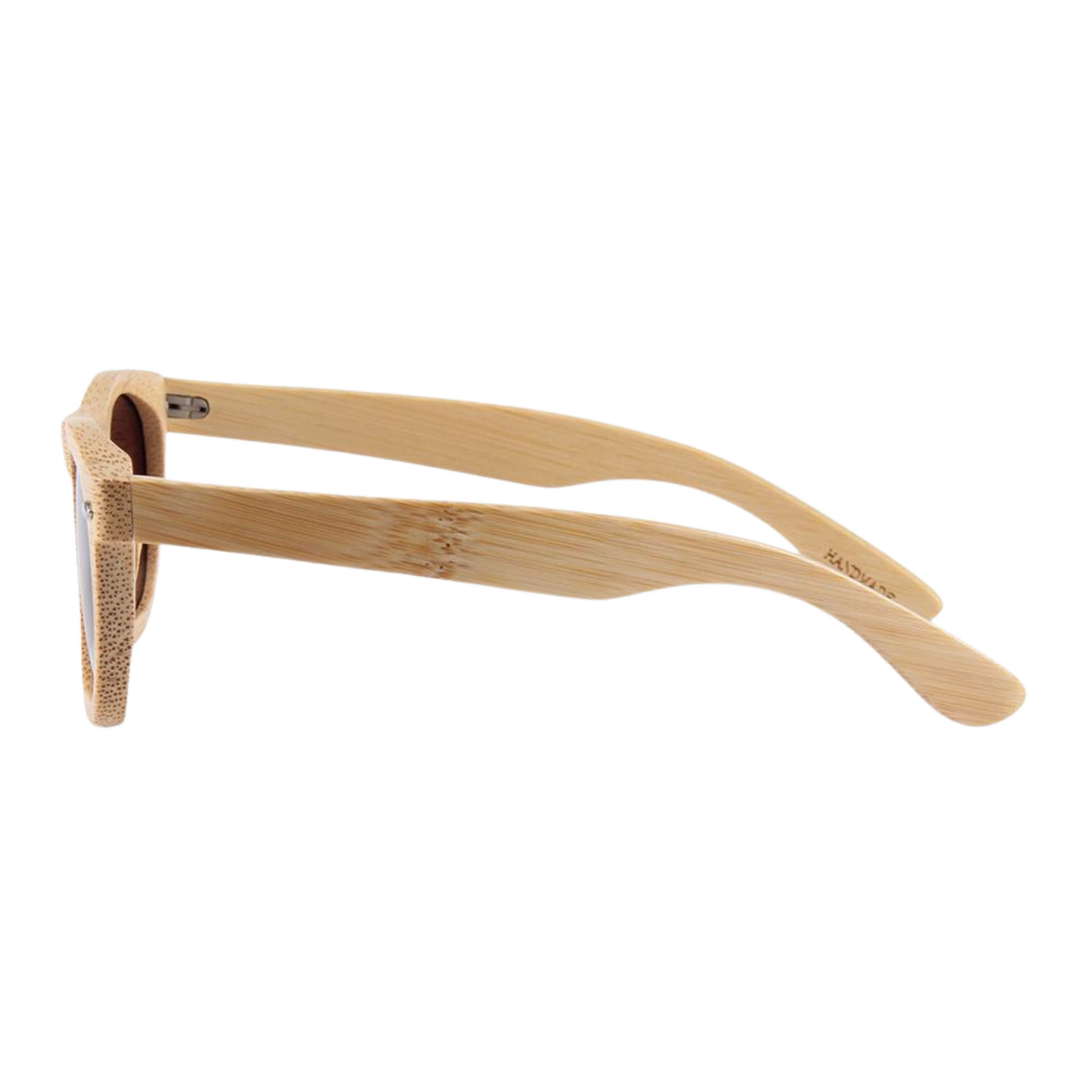 BOSQUE Sol Madera Bambus Sonnenbrille, Seitenansicht Bügeldetail, braune Gläser